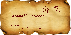 Szopkó Tivadar névjegykártya